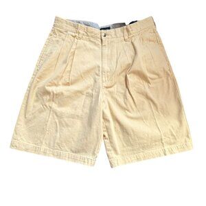 IZOD Mens Pleated Chino Shorts-Yellow=Size 32-NWT